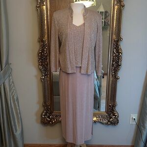 R & M Richard’s Elegant Women's Dress Set in Shimmering Tan